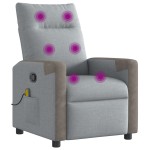 vidaXL Fotoliu de masaj rabatabil, gri deschis, textil