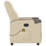 vidaXL Fotoliu rabatabil de masaj, crem, material textil