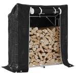 vidaxL Raft pentru lemn de foc cu capac de ploaie otel galvanizat vidaxL Raft pentru lemn de foc cu capac de ploaie otel galvanizat