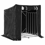 vidaxL Raft pentru lemn de foc cu capac de ploaie otel galvanizat vidaxL Raft pentru lemn de foc cu capac de ploaie otel galvanizat