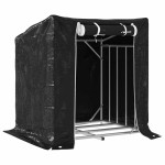 vidaxL Raft pentru lemn de foc cu capac de ploaie otel galvanizat vidaxL Raft pentru lemn de foc cu capac de ploaie otel galvanizat