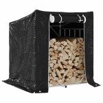 vidaxL Raft pentru lemn de foc cu capac de ploaie otel galvanizat vidaxL Raft pentru lemn de foc cu capac de ploaie otel galvanizat