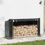 vidaxL Raft pentru lemn de foc cu capac de ploaie otel galvanizat vidaxL Raft pentru lemn de foc cu capac de ploaie otel galvanizat