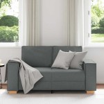 vidaXL Canapea cu 2 locuri, gri închis, 120 cm, material textil