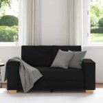 vidaXL Canapea cu 2 locuri, neagră, 120 cm, material textil vidaXL Canapea cu 2 locuri, neagră, 120 cm, material textil