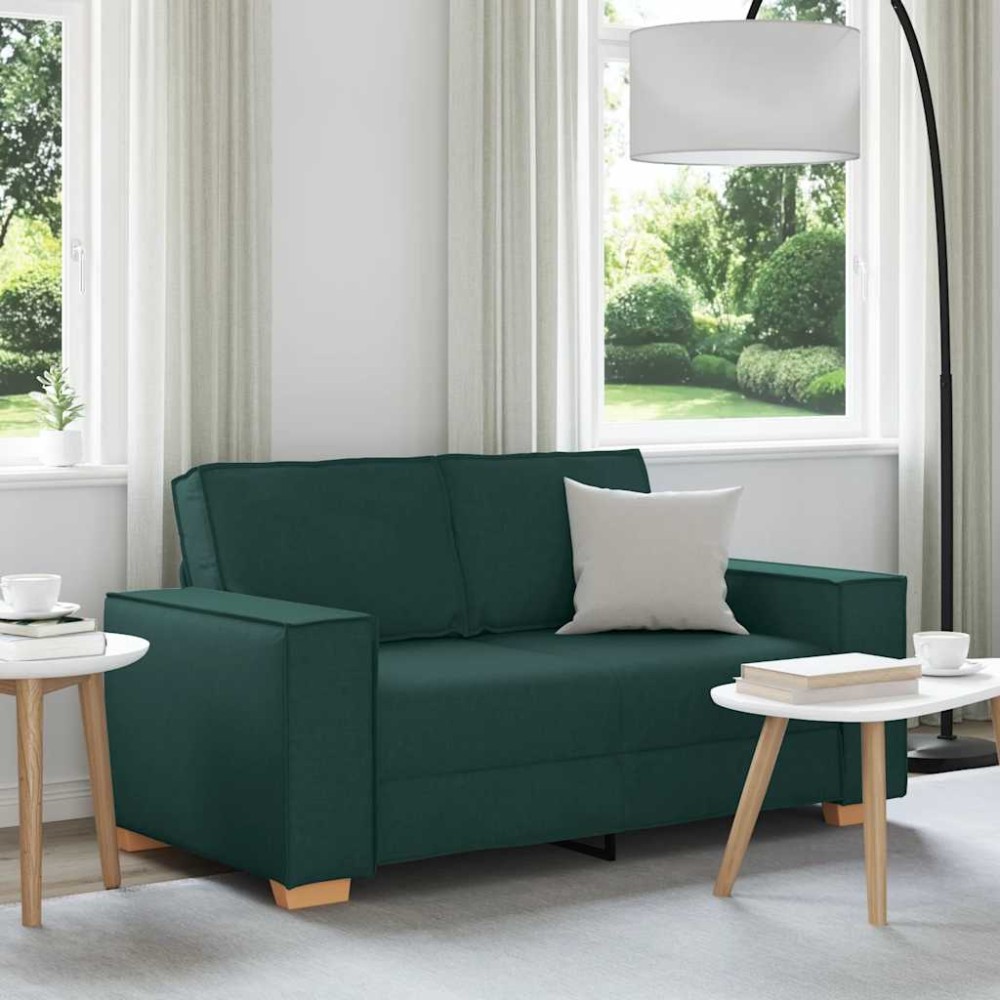 vidaXL Canapea cu 2 locuri, verde închis, 120 cm, material textil