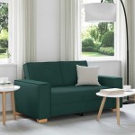 vidaXL Canapea cu 2 locuri, verde închis, 120 cm, material textil