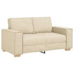 vidaXL Canapea cu 2 locuri, crem, 120 cm, material textil
