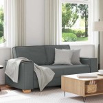 vidaXL Canapea cu 2 locuri, gri închis, 140 cm, material textil