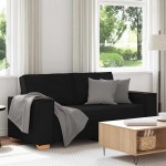 vidaXL Canapea cu 2 locuri, neagră, 140 cm, material textil vidaXL Canapea cu 2 locuri, neagră, 140 cm, material textil