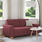 vidaXL Canapea cu 2 locuri, roșu vin, 140 cm, material textil