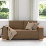 vidaXL Canapea cu 2 locuri, maro, 140 cm, material textil vidaXL Canapea cu 2 locuri, maro, 140 cm, material textil