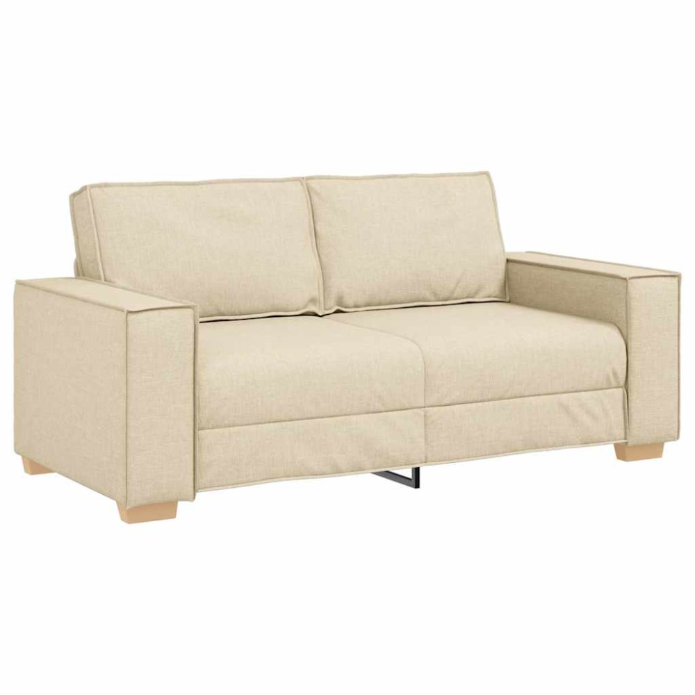 vidaXL Canapea cu 2 locuri, crem, 140 cm, material textil