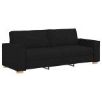vidaXL Canapea cu 3 locuri, neagră, 180 cm, material textil