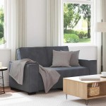 vidaXL Canapea cu 2 locuri, gri închis, 120 cm, catifea vidaXL Canapea cu 2 locuri, gri închis, 120 cm, catifea