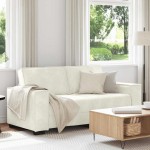 vidaXL Canapea cu 2 locuri, crem, 140 cm, catifea vidaXL Canapea cu 2 locuri, crem, 140 cm, catifea