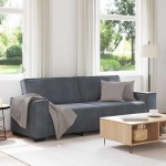 vidaXL Canapea cu 3 locuri, gri închis, 180 cm, material catifea vidaXL Canapea cu 3 locuri, gri închis, 180 cm, material catifea