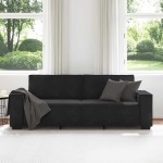 vidaXL Canapea cu 3 locuri, Negru, 180 cm, catifea