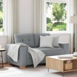 vidaXL Canapea lovesea gri deschis 120 cm stofa vidaXL Canapea lovesea gri deschis 120 cm stofa