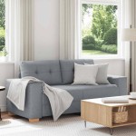 vidaXL Canapea lovesea gri deschis 140 cm stofa vidaXL Canapea lovesea gri deschis 140 cm stofa