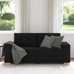vidaXL Canapea lovesea neagră 140 cm stofă vidaXL Canapea lovesea neagră 140 cm stofă
