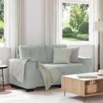 vidaXL Canapea lovesea gri deschis 120 cm catifea vidaXL Canapea lovesea gri deschis 120 cm catifea