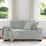 vidaXL Canapea lovesea gri deschis 120 cm catifea vidaXL Canapea lovesea gri deschis 120 cm catifea