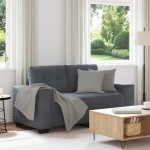 vidaXL Canapea lovesea gri închis 120 cm catifea vidaXL Canapea lovesea gri închis 120 cm catifea