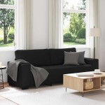 vidaXL Canapea cu 3 locuri, neagră, 180 cm, material textil vidaXL Canapea cu 3 locuri, neagră, 180 cm, material textil