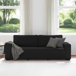 vidaXL Canapea cu 3 locuri, neagră, 180 cm, material textil vidaXL Canapea cu 3 locuri, neagră, 180 cm, material textil