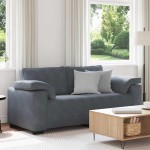 vidaXL Canapea lovesea gri închis 140 cm catifea vidaXL Canapea lovesea gri închis 140 cm catifea