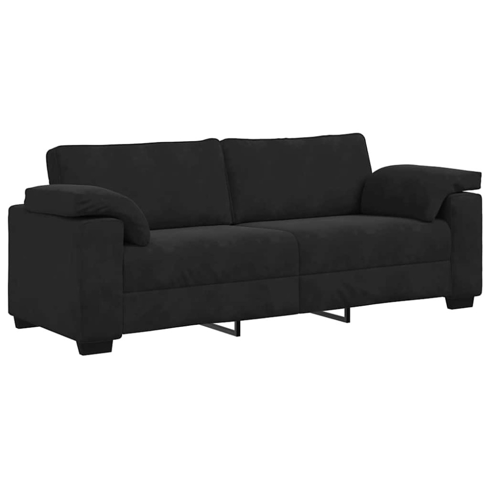 vidaXL Canapea cu 3 locuri neagră 178 cm catifea