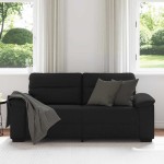 vidaXL Canapea cu 2 locuri negru 140 cm stofa vidaXL Canapea cu 2 locuri negru 140 cm stofa