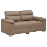 vidaXL Canapea cu 2 locuri, cappuccino, 120 cm, piele ecologică