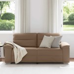 vidaXL Canapea cu 2 locuri, cappuccino, 140 cm, piele ecologică