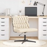 vidaXL Scaun de birou pivotant, crem, material textil vidaXL Scaun de birou pivotant, crem, material textil