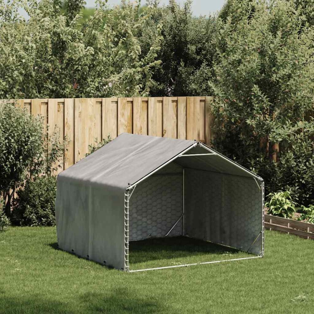 vidaXL Canisa de exterior cu capac 2x2x1,5 m otel galvanizat