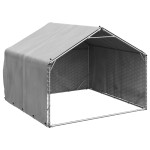 vidaXL Canisa de exterior cu capac 2x2x1,5 m otel galvanizat vidaXL Canisa de exterior cu capac 2x2x1,5 m otel galvanizat