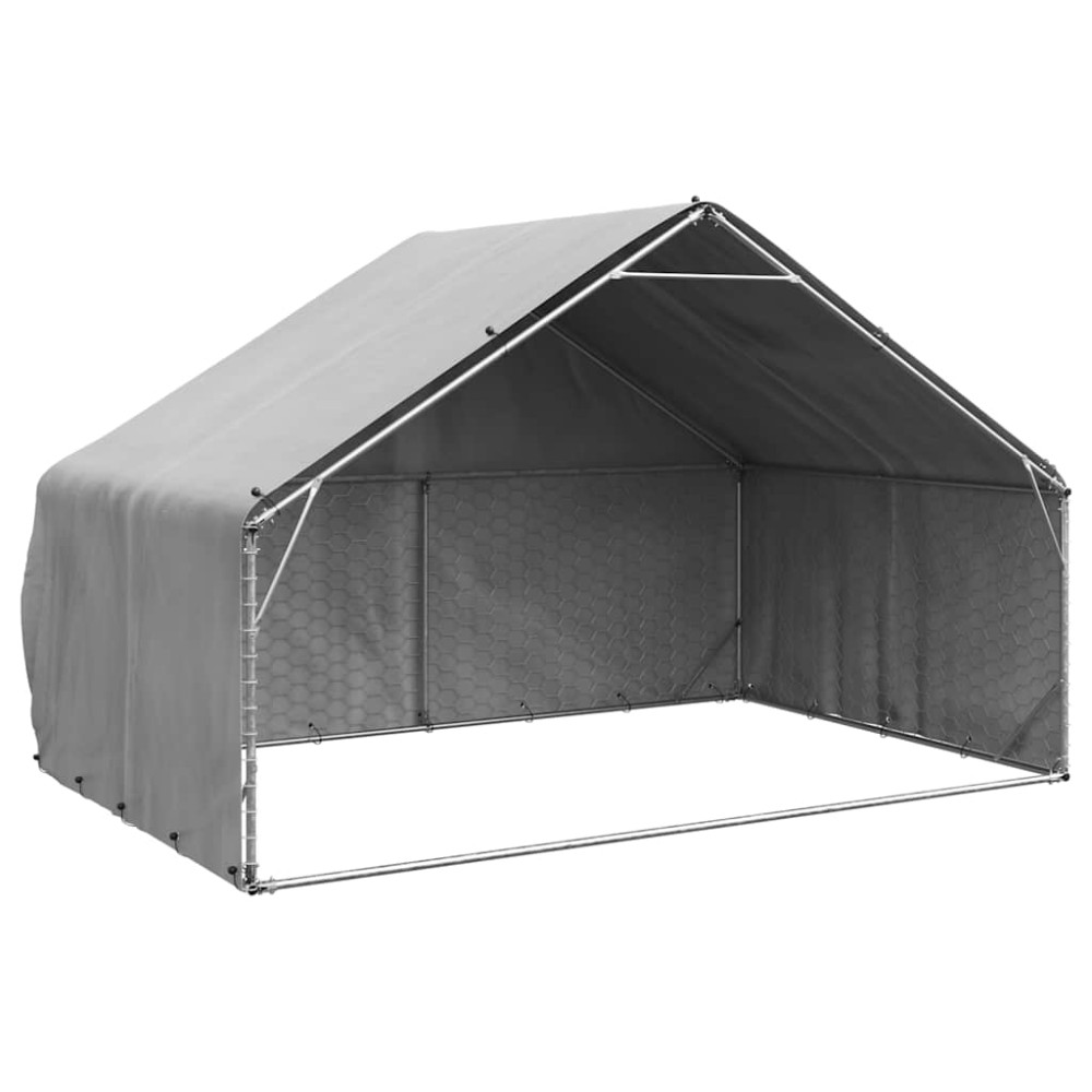 vidaXL Cușcă pentru câini de exterior cu capac 3x2x1,9 m, oțel galvanizat