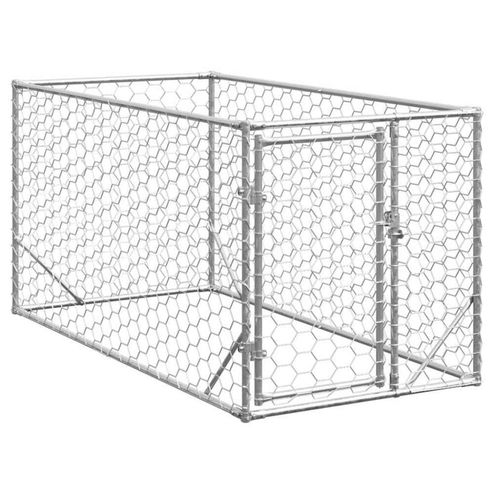 vidaXL Cușcă pentru câini de exterior cu ușă 2x1x1 m, oțel galvanizat
