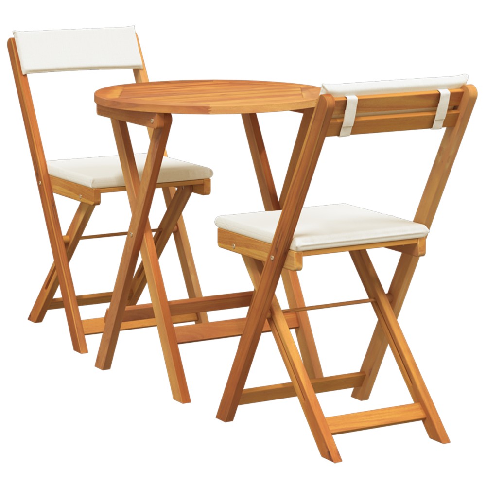 vidaXL Set Bistro de Grădină cu pernă 3 pcs Maro lemn masiv de acacia
