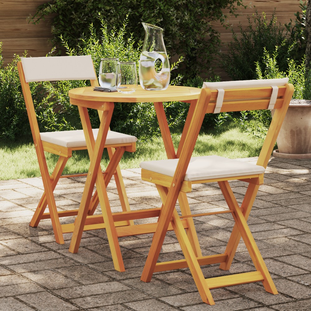 vidaXL Set Bistro de Grădină cu pernă 3 pcs Maro lemn masiv de acacia