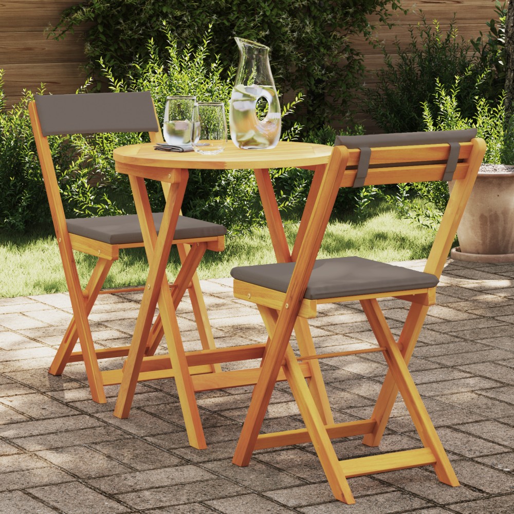 vidaXL Set Bistro de Grădină cu pernă 3 pcs Maro lemn masiv de acacia