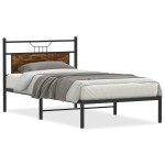 vidaXL Cadru de pat fără saltea Stejar afumat 107x203cm Lemn prelucrat vidaXL Cadru de pat fără saltea Stejar afumat 107x203cm Lemn prelucrat