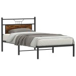 vidaXL Cadru de pat fără saltea Stejar afumat 107x203cm Lemn prelucrat vidaXL Cadru de pat fără saltea Stejar afumat 107x203cm Lemn prelucrat