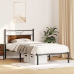 vidaXL Cadru de pat fără saltea Stejar afumat 107x203cm Lemn prelucrat vidaXL Cadru de pat fără saltea Stejar afumat 107x203cm Lemn prelucrat