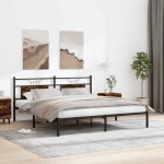 vidaXL Cadru de pat fără saltea Stejar afumat 183x203cm Lemn prelucrat