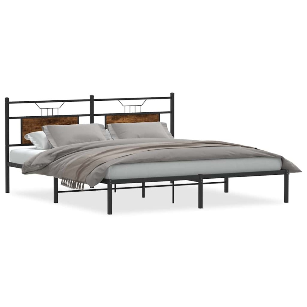 vidaXL Cadru de pat fără saltea Stejar afumat 183x213cm Lemn prelucrat