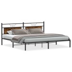 vidaXL Cadru de pat fără saltea Stejar afumat 193x201cm Lemn prelucrat