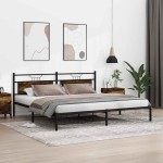 vidaXL Cadru de pat fără saltea Stejar afumat 193x201cm Lemn prelucrat